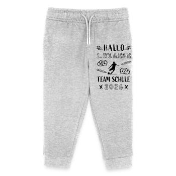 Hallo 1. Klasse - Fußball - Einschulung 2026 - Kinder Organic Jogginghose Mini Mover von Stanley/Stella - Grau meliert - Vorne