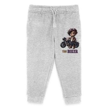 Der Chibi-Biker auf Maschine - Kinder Organic Jogginghose Mini Mover von Stanley/Stella - Grau meliert - Vorne