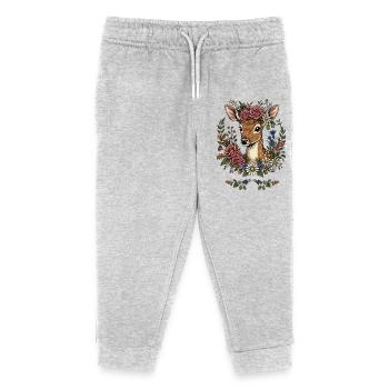 Rehkitz Blumen Volksfest Trachten Ersatz Geschenk - Kinder Organic Jogginghose Mini Mover von Stanley/Stella - Grau meliert - Vorne