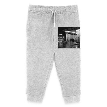 Retro Car Wash Bear Black and White Lost Places Animal - Kids Organic Sweatpants by Stanley/Stella - heather grey - Front