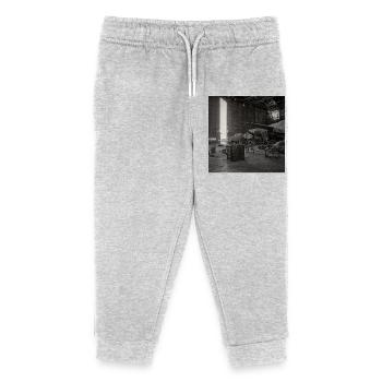 Vintage Airplane Hangar Photography Noir Animal - Kids Organic Sweatpants by Stanley/Stella - heather grey - Front