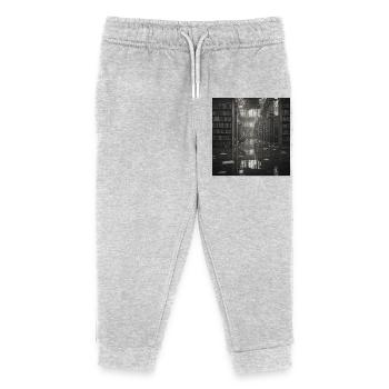 Lost Place Library Black White Art Heron - Kids Organic Sweatpants by Stanley/Stella - heather grey - Front