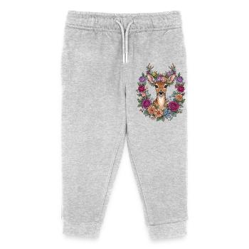 Hirsch Geweih Blumen Volksfest Trachten Ersatz - Kinder Organic Jogginghose Mini Mover von Stanley/Stella - Grau meliert - Vorne