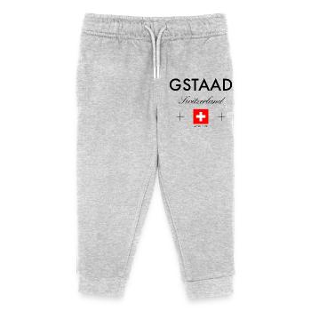 Gstaad Schweiz Koordinaten Reise Souvenir - Kinder Organic Jogginghose Mini Mover von Stanley/Stella - Grau meliert - Vorne