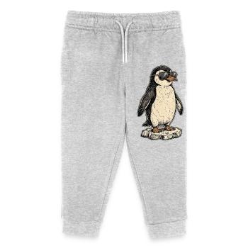 Cooler Pinguin - Kinder Organic Jogginghose Mini Mover von Stanley/Stella - Grau meliert - Vorne