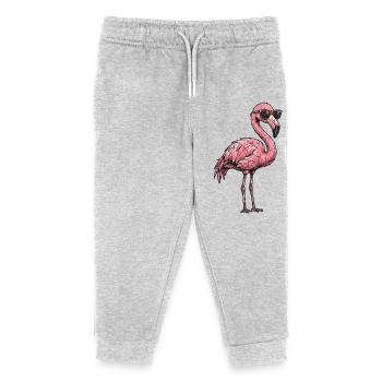 Cooler Flamingo - Kinder Organic Jogginghose Mini Mover von Stanley/Stella - Grau meliert - Vorne