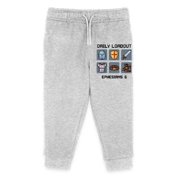 Waffenrüstung Gottes Pixel Art- Epheser 6 - Kinder Organic Jogginghose Mini Mover von Stanley/Stella - Grau meliert - Vorne