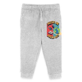 Musik Shirt – Music On World Off - Kids Organic Sweatpants by Stanley/Stella - heather grey - Front