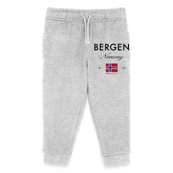 Bergen Norway Coordinates Travel Souvenir - Kids Organic Sweatpants by Stanley/Stella - heather grey - Front