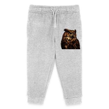 Wächter Eule - Kinder Organic Jogginghose Mini Mover von Stanley/Stella - Grau meliert - Vorne