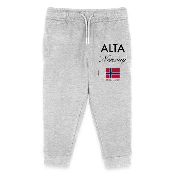 Alta Norwegen Koordinaten Reise Souvenir - Kinder Organic Jogginghose Mini Mover von Stanley/Stella - Grau meliert - Vorne