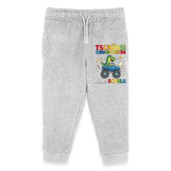 Tschüss Kindergarten HalloSchule Dino Monstertruck - Kinder Organic Jogginghose Mini Mover von Stanley/Stella - Grau meliert - Vorne