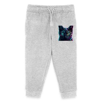 Katzen-Neonnetz - Kinder Organic Jogginghose Mini Mover von Stanley/Stella - Grau meliert - Vorne