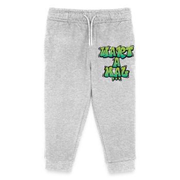 Wart A Mal – Lustiger Dialekt Spruch Design - Kinder Organic Jogginghose Mini Mover von Stanley/Stella - Grau meliert - Vorne
