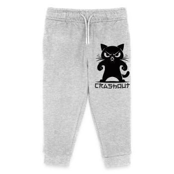 Crashout Katze – Wütige Katze Trend Design - Kinder Organic Jogginghose Mini Mover von Stanley/Stella - Grau meliert - Vorne