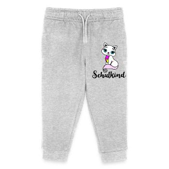 Schulkind Katze Einschulung Schulanfang Klasse - Kinder Organic Jogginghose Mini Mover von Stanley/Stella - Grau meliert - Vorne