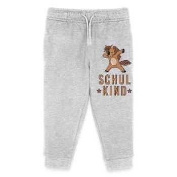 Schulkind Pferd zur Einschulung Schule 1. Klasse - Kinder Organic Jogginghose Mini Mover von Stanley/Stella - Grau meliert - Vorne