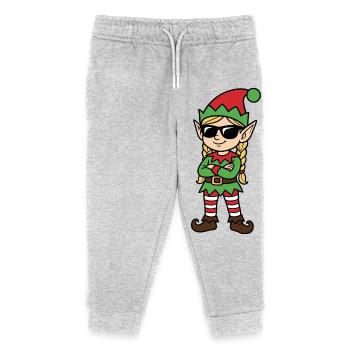 Red Green Rebel Elf - Kids Organic Sweatpants by Stanley/Stella - heather grey - Front