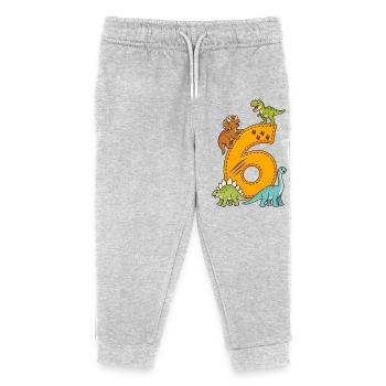 6th Birthday Dinosaur – Dino Kids - Kids Organic Sweatpants by Stanley/Stella - heather grey - Front