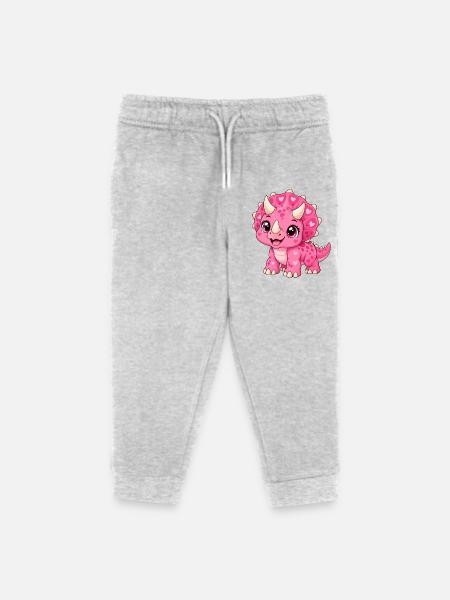 Triceratops Pink Kawaii - Kinder Organic Jogginghose Mini Mover von Stanley/Stella - Grau meliert