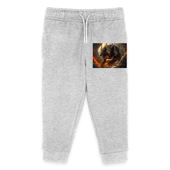 Heracles Brings Cerberus from the Underworld - Kids Organic Sweatpants by Stanley/Stella - heather grey - Front