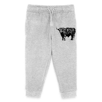 Highland Cattle - Kinder Organic Jogginghose Mini Mover von Stanley/Stella - Grau meliert - Vorne