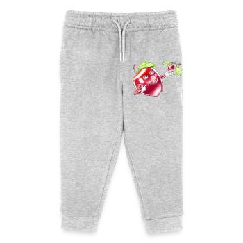 Funny Eat A Red Apple Fruit Cartoon Character - Kids Organic Sweatpants by Stanley/Stella - heather grey - Front