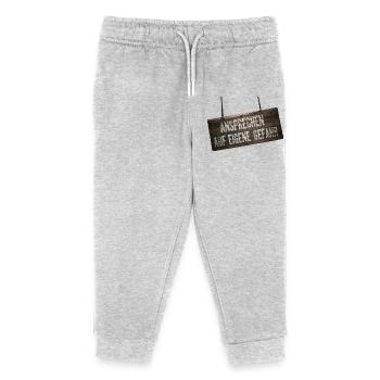 Adressez-vous à vos risques et périls – Bouclier de l’humour - Pantalon de jogging enfant bio Stanley/Stella - gris chiné - Devant