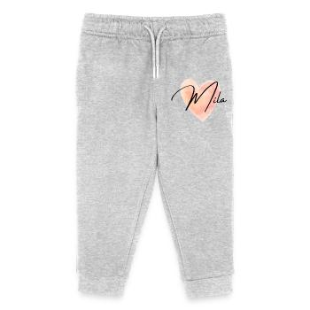 Mila Nom pour le prénom de fille Baby Girl Baby Shower - Pantalon de jogging enfant bio Stanley/Stella - gris chiné - Devant