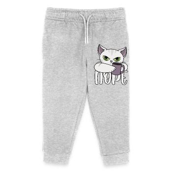 Nope Katze Kaffee - Kinder Organic Jogginghose Mini Mover von Stanley/Stella - Grau meliert - Vorne
