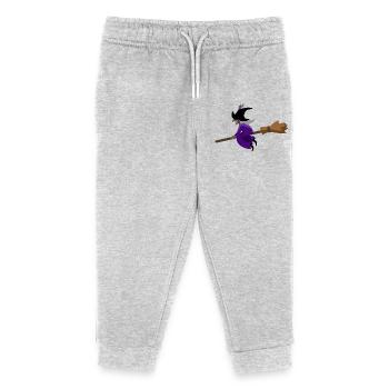 Hexe fliegt auf dem Besen - Kinder Organic Jogginghose Mini Mover von Stanley/Stella - Grau meliert - Vorne