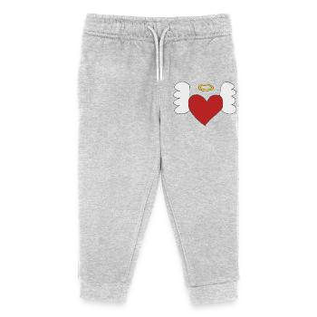 heart with wings - Kids Organic Sweatpants by Stanley/Stella - heather grey - Front