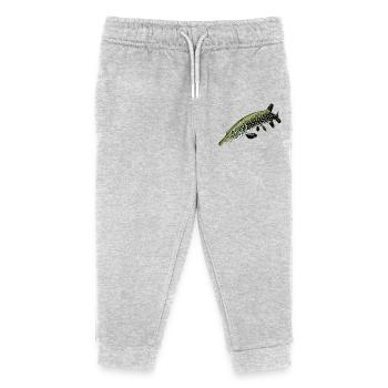 Hecht Illustration – Realistisches Raubfisch Desig - Kinder Organic Jogginghose Mini Mover von Stanley/Stella - Grau meliert - Vorne