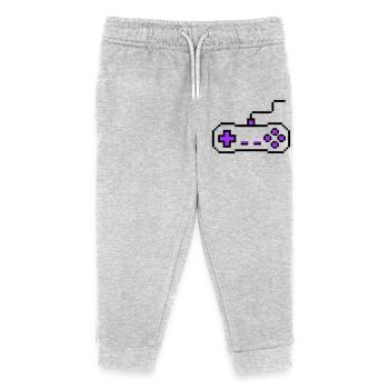 Retro Gamepad Controller Gamer - Kids Organic Sweatpants by Stanley/Stella - heather grey - Front