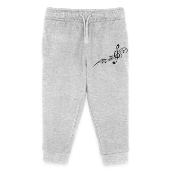 Musiknoten, Notenschlüssel, Musik - Kinder Organic Jogginghose Mini Mover von Stanley/Stella - Grau meliert - Vorne