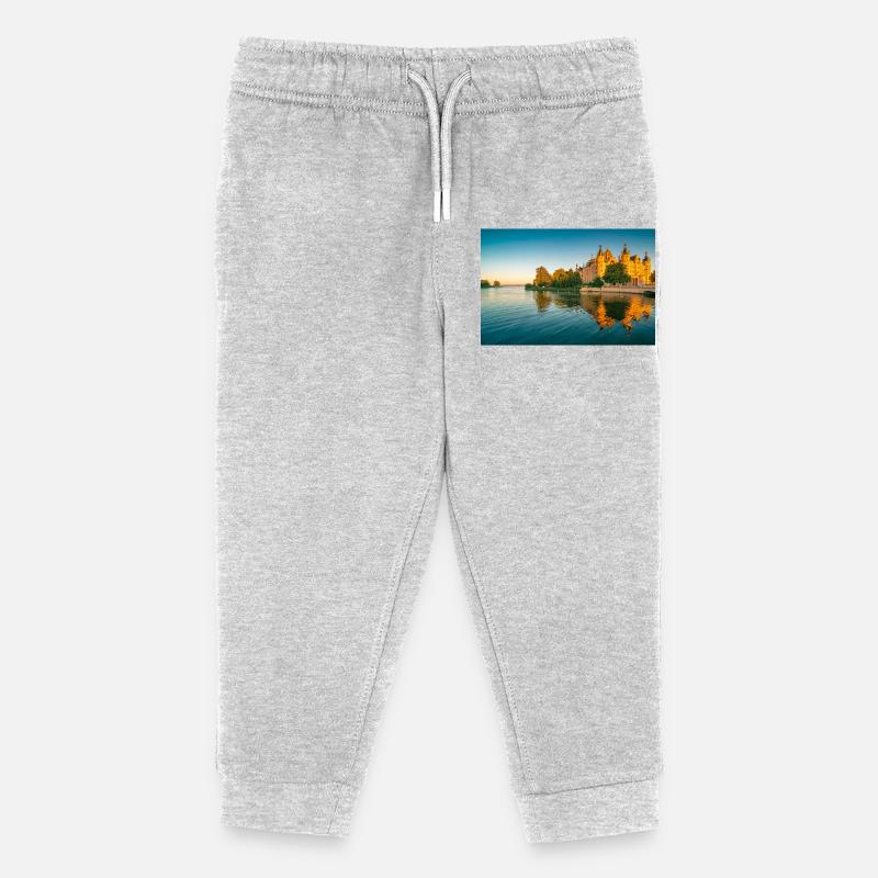 Château de Schwerin au coucher du soleil - Pantalon de jogging enfant bio Stanley/Stella - gris chiné