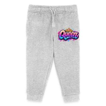 Queen Graffiti Kronen-Design - Kinder Organic Jogginghose Mini Mover von Stanley/Stella - Grau meliert - Vorne