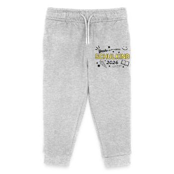 Schulkind Gelb Bleistift Lineal Design - Kinder Organic Jogginghose Mini Mover von Stanley/Stella - Grau meliert - Vorne
