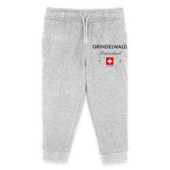 Grindelwald Switzerland Coordinates Travel Souvenir - Kids Organic Sweatpants by Stanley/Stella - heather grey - Front