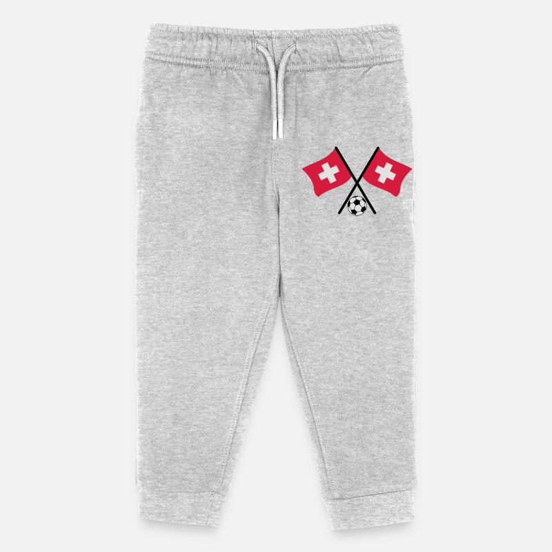 Schweizer Fussball Flagge - Kinder Organic Jogginghose Mini Mover von Stanley/Stella - Grau meliert