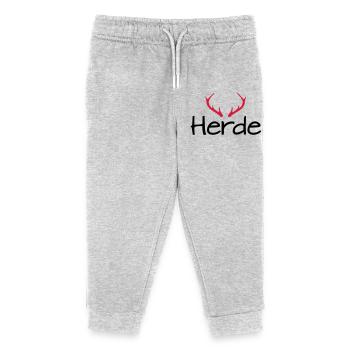 Herde Geweih Hirschgeweih - Kinder Organic Jogginghose Mini Mover von Stanley/Stella - Grau meliert - Vorne