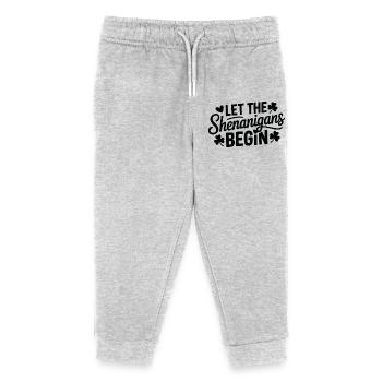 Shenanigans Begin Shamrock Script - Kids Organic Sweatpants by Stanley/Stella - heather grey - Front