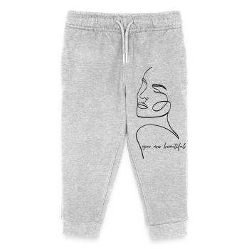 You Are Beautiful - Line Art Face - Kids Organic Sweatpants by Stanley/Stella - heather grey - Front