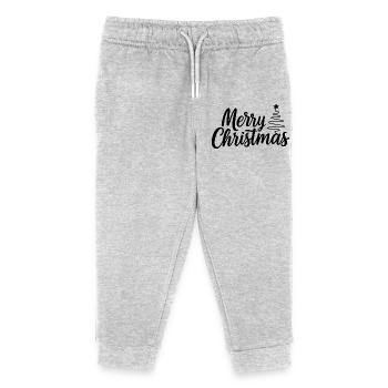 Merry-Christmas Schriftzug mit minimalistischem Ba - Kinder Organic Jogginghose Mini Mover von Stanley/Stella - Grau meliert - Vorne