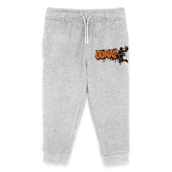 JONAS Graffiti Basketball - Kinder Organic Jogginghose Mini Mover von Stanley/Stella - Grau meliert - Vorne