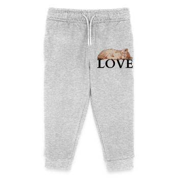 Sleeping Cat LOVE – Cozy Katzenliebe - Pantalon de jogging enfant bio Stanley/Stella - gris chiné - Devant