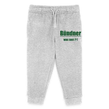 Bündner Wortwitz Grün Graphic - Kinder Organic Jogginghose Mini Mover von Stanley/Stella - Grau meliert - Vorne