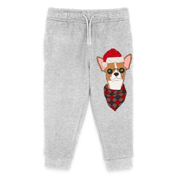 Chihuahua Christmas Sweater Red White Short Hair - Kids Organic Sweatpants by Stanley/Stella - heather grey - Front