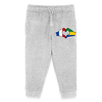 France Gabon Flag Hands Heart Shape - Kids Organic Sweatpants by Stanley/Stella - heather grey - Front
