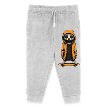 Meerkat skating on skateboard - Kids Organic Sweatpants by Stanley/Stella - heather grey - Front